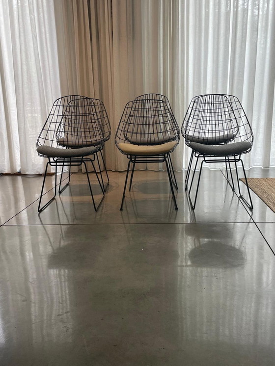 Image 1 of 6x Pastoe 'Sm05' Black Wire Chair By Cees Braakman