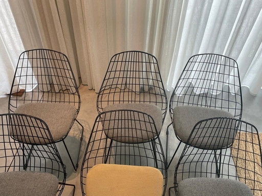 6x Pastoe 'Sm05' Black Wire Chair By Cees Braakman