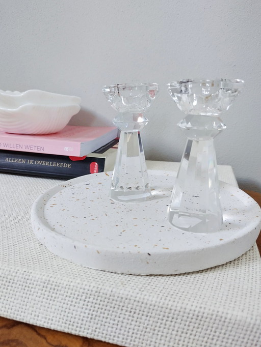 Set Faceted Crystal Candlestick