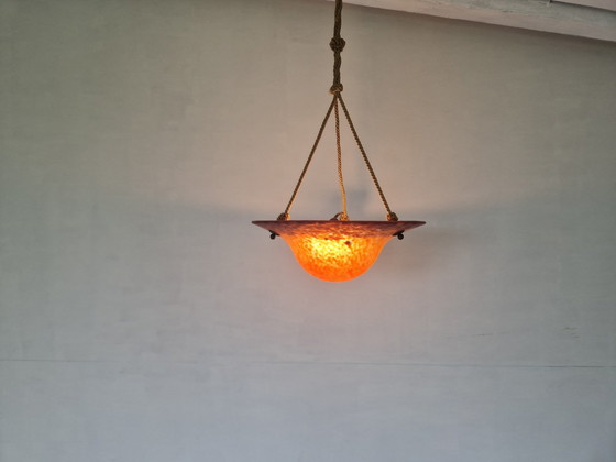 Image 1 of French Art Deco Glass Hall Lamp