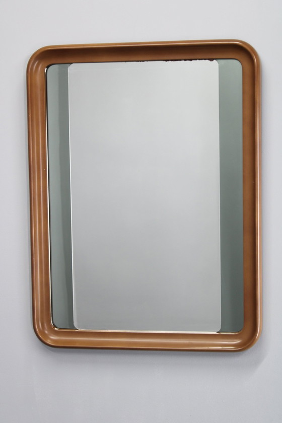 Image 1 of 1970S Italian Rectangular Mirror In Wooden Frame