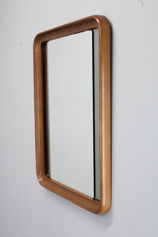 1970S Italian Rectangular Mirror In Wooden Frame