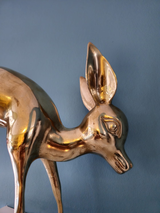 Image 1 of Large Vintage Brass Bambi Deer Statue