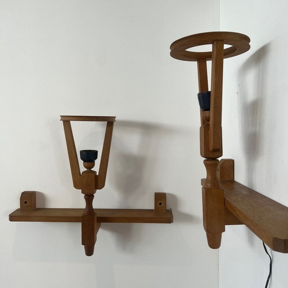 Image 1 of Lampada da parete vintage in rovere di Guillerme et Chambron, Francia 1960
