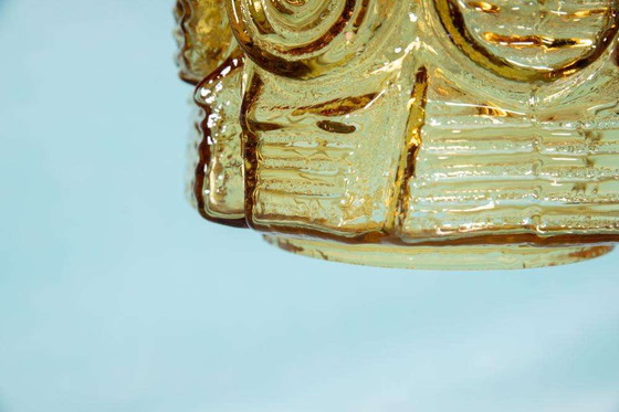 Image 1 of Lampada a sospensione in vetro vintage Vitrika, lampada a sospensione color ambra di metà secolo