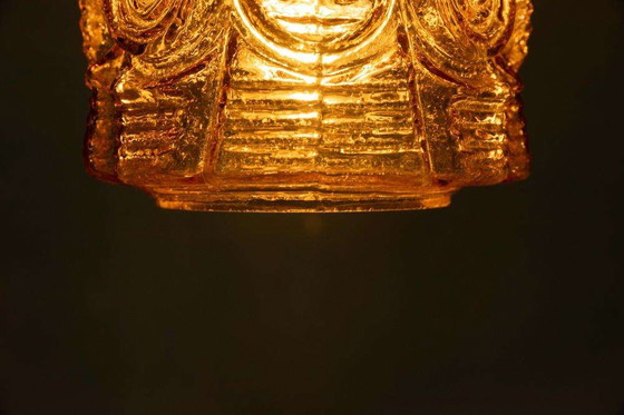 Image 1 of Lampe suspendue vintage en verre Vitrika, ambre, lampe suspendue du milieu du siècle