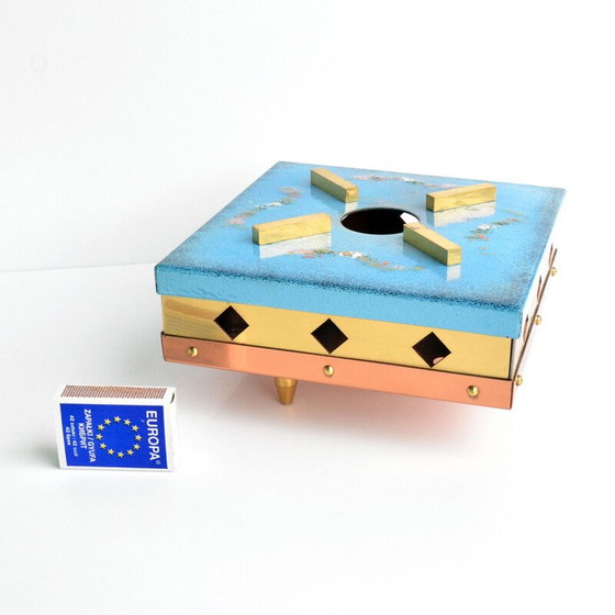 Image 1 of Vintage enameled brass and steel candle holder, Germany 1960