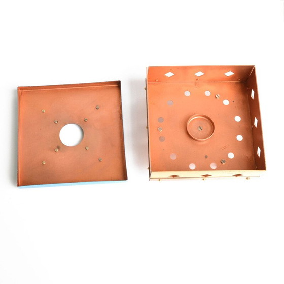 Image 1 of Vintage enameled brass and steel candle holder, Germany 1960