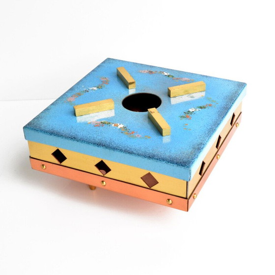 Image 1 of Vintage enameled brass and steel candle holder, Germany 1960