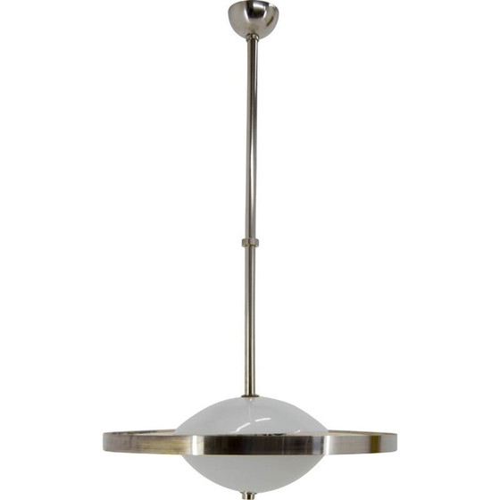 Image 1 of Lampadario Bauhaus vintage nichelato di Anyz per Ias, Cecoslovacchia, anni '30