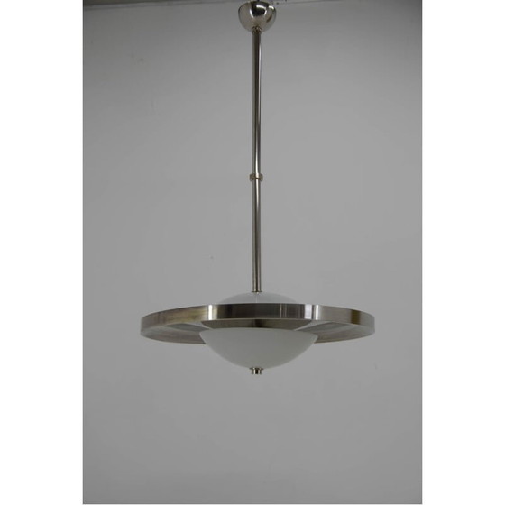 Image 1 of Lampadario Bauhaus vintage nichelato di Anyz per Ias, Cecoslovacchia, anni '30
