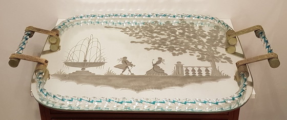 Image 1 of Riflesso in vetro di Murano veneziano con incisione, anni '40