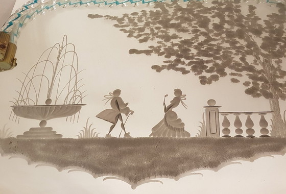 Image 1 of Riflesso in vetro di Murano veneziano con incisione, anni '40