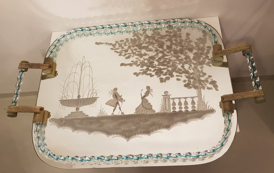 Image 1 of Riflesso in vetro di Murano veneziano con incisione, anni '40