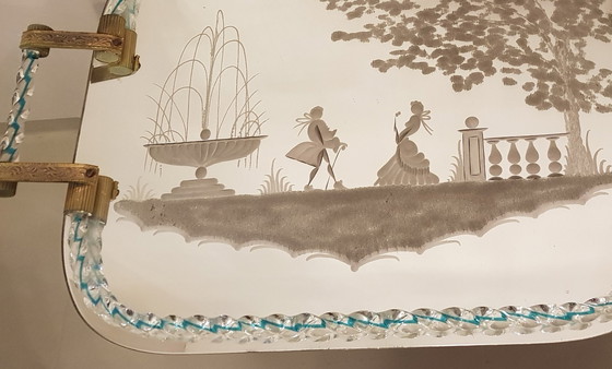 Image 1 of Riflesso in vetro di Murano veneziano con incisione, anni '40