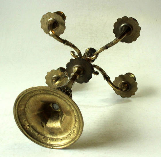 Image 1 of Candelabra candlestick with 5 arms, solid brass, vintage