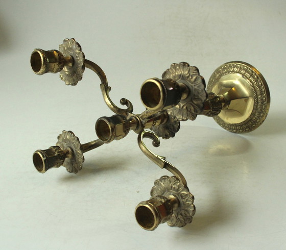 Image 1 of Candelabra candlestick with 5 arms, solid brass, vintage