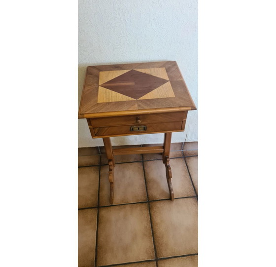 Image 1 of Wooden side table wood mosaic carpenter quality