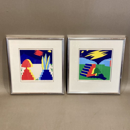 Duo Of Lithographs "Bent Karl Jakobsen".