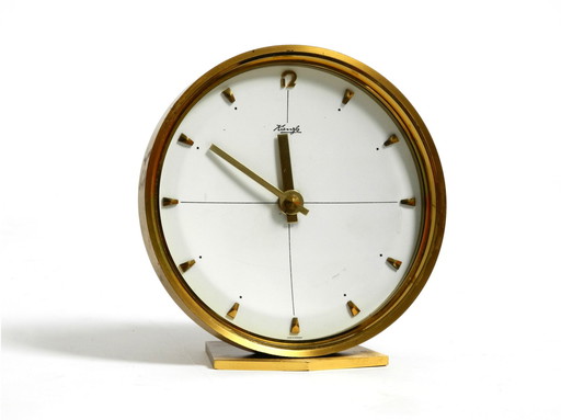 Beautiful Small Original 1960S Solid Brass Table Clock By Kienzle