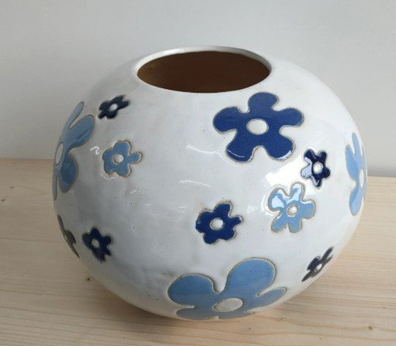 Image 1 of Unique Vintage 1970s Handmade Inlay Vase/Floral Pot