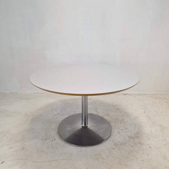 Image 1 of Vintage round dining table in white veneered wood by Pierre Paulin for Artifort, 1960