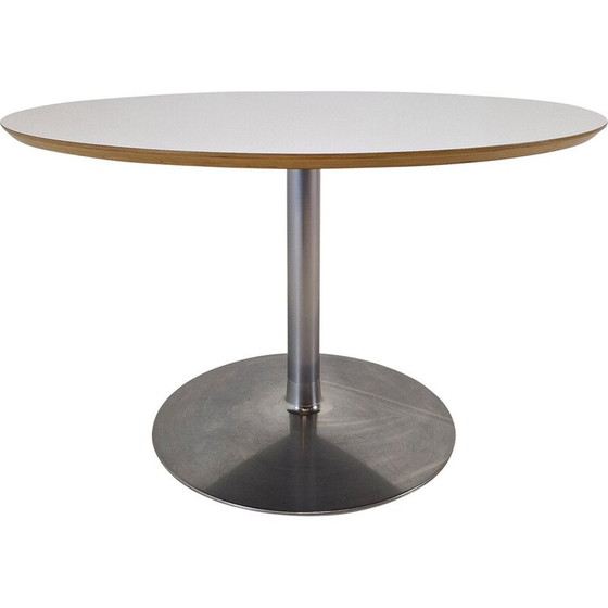 Image 1 of Vintage round dining table in white veneered wood by Pierre Paulin for Artifort, 1960