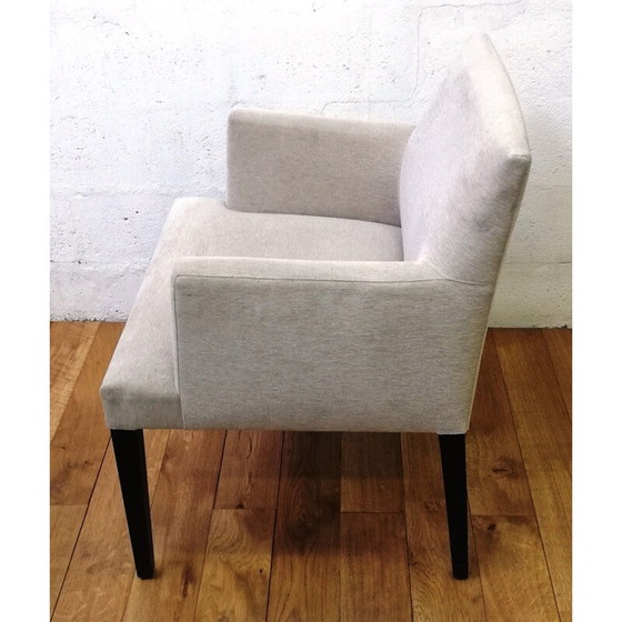 Image 1 of Vintage Anna armchair in solid wood and grey fabric