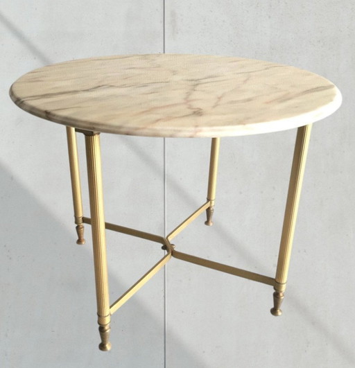 Neoclassical Marble And Gold Metal Coffee Table