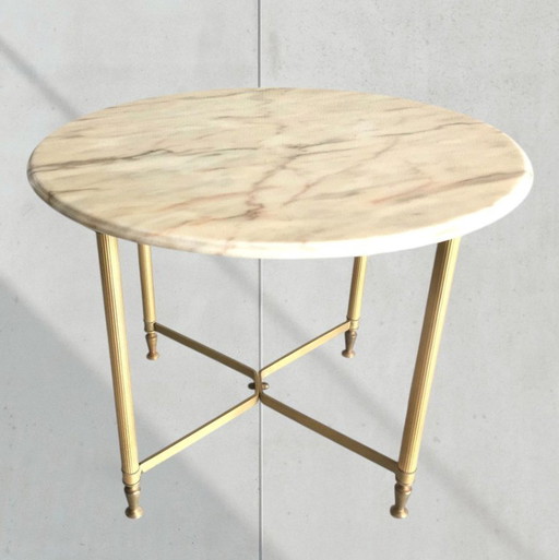 Neoclassical Marble And Gold Metal Coffee Table