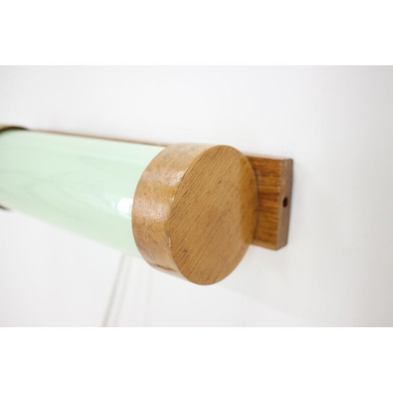 Image 1 of Vintage wood and glass wall lamp, 1930s