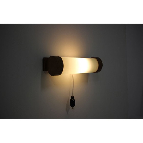 Image 1 of Vintage wood and glass wall lamp, 1930s