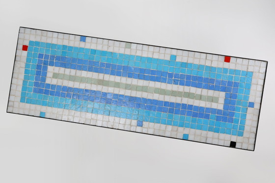Image 1 of  Mesa de centro de mosaico de mediados de siglo con estructura de metal, Francia, década de 1950