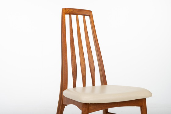 Image 1 of Eva Dining Chairs In Teak And Cream Leather By Niels Koefoed For Koefoeds Hornslet, 1960S, Set Of 6