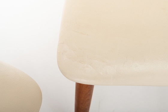 Image 1 of Eva Dining Chairs In Teak And Cream Leather By Niels Koefoed For Koefoeds Hornslet, 1960S, Set Of 6