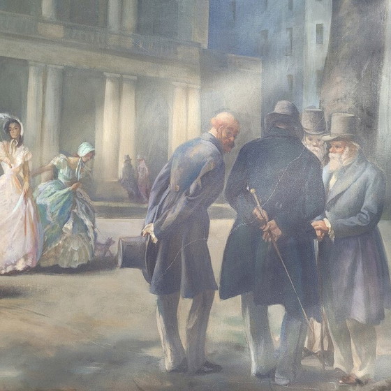 Image 1 of Large vintage painting 343cm, daily scene by Lluís Muntané Muns, Spain
