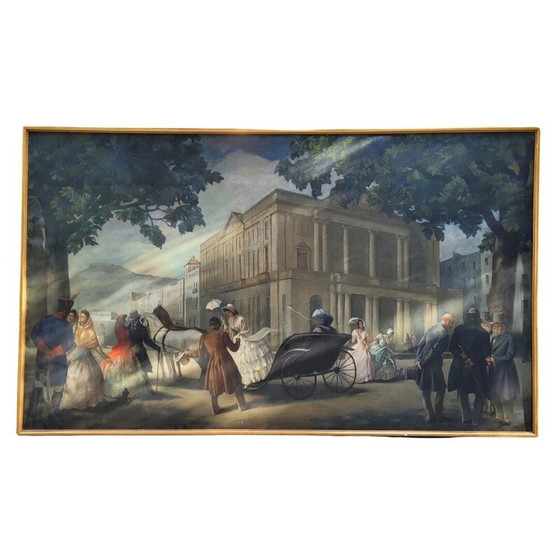 Image 1 of Large vintage painting 343cm, daily scene by Lluís Muntané Muns, Spain