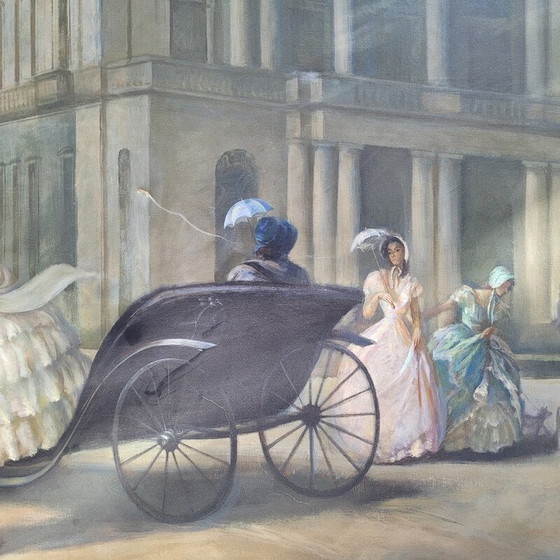 Image 1 of Large vintage painting 343cm, daily scene by Lluís Muntané Muns, Spain