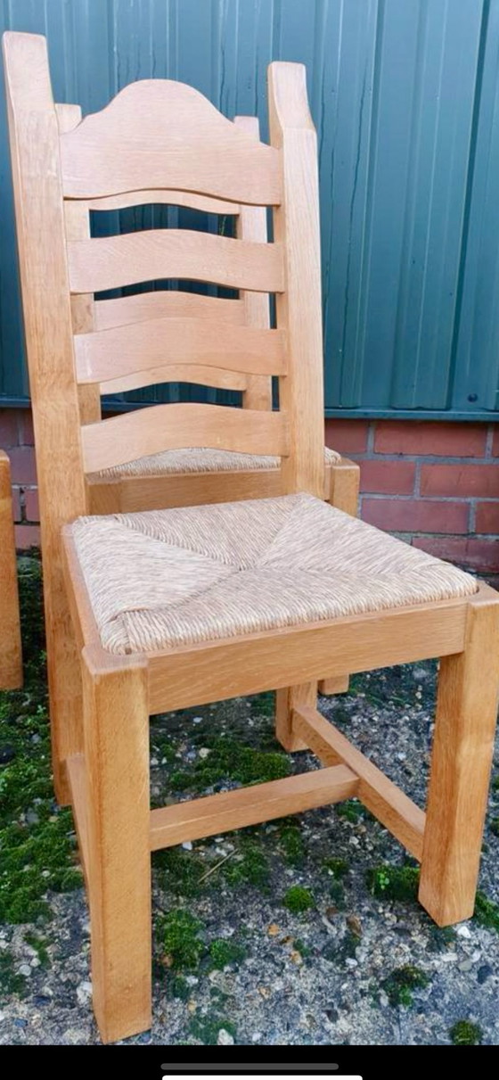 Image 1 of 6x Tanned Oak Dining Chairs