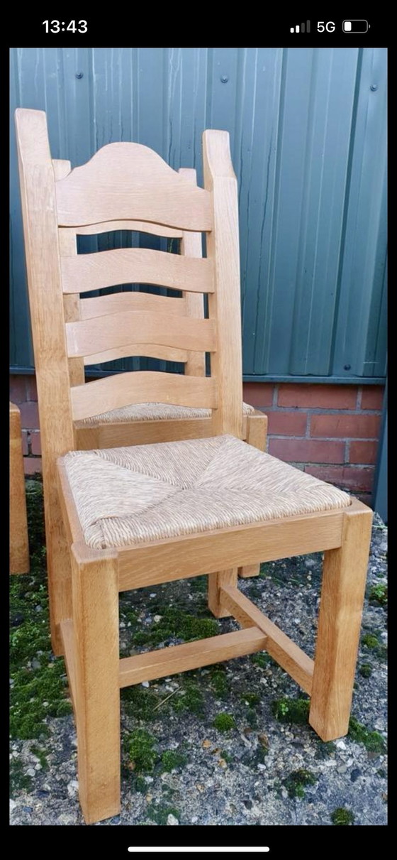 Image 1 of 6x Tanned Oak Dining Chairs