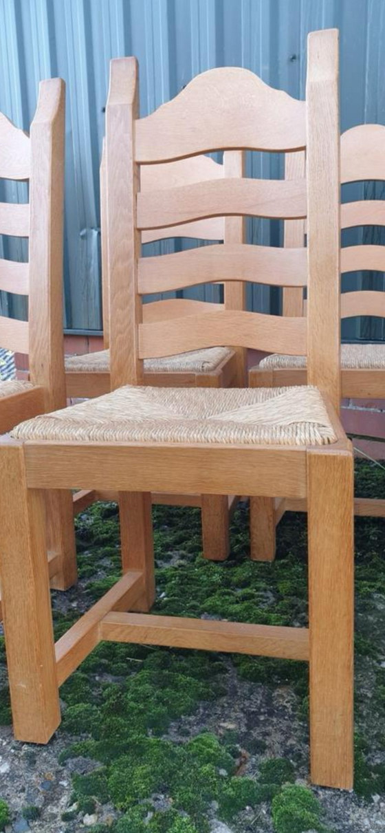 Image 1 of 6x Tanned Oak Dining Chairs