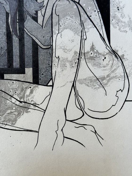 Image 1 of Eugène Eechaut (1928-2019) - Ink Composition With A Naked Woman (1982)