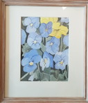 Mooie Aquarel Kunstwerk, bloemen in blauw en geel