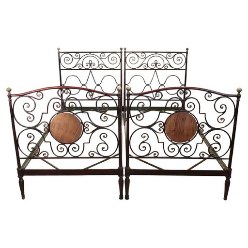 Antique Single Beds In Iron, Set Of 2