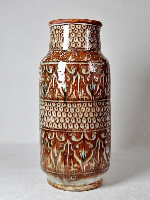 Grand vase poterie artisanale & traditionnelle Marocaine Safi ancien XXe