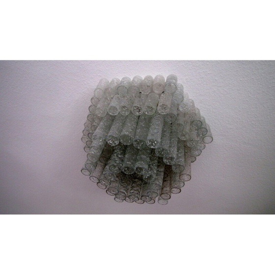 Image 1 of Lampadario vintage tedesco in tubo di vetro ghiacciato di Doria Leuchten