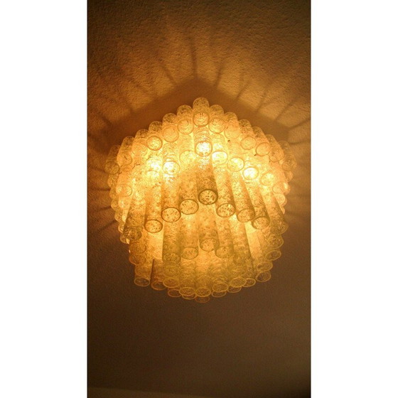 Image 1 of Lampadario vintage tedesco in tubo di vetro ghiacciato di Doria Leuchten