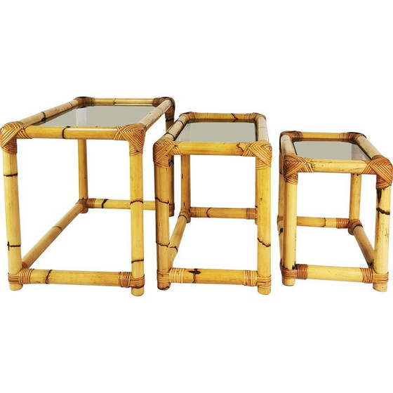Image 1 of Vintage bamboo modular nesting tables, Germany 1970s