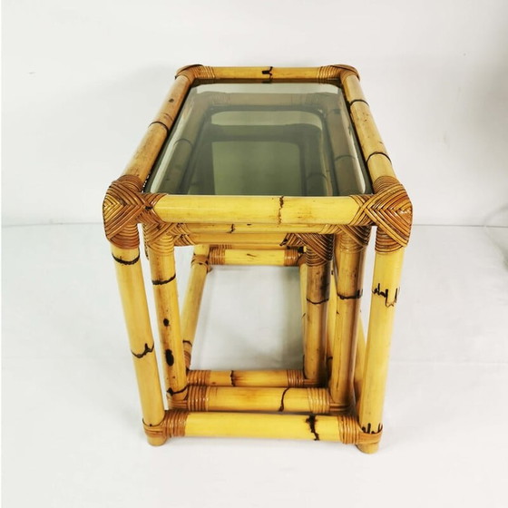 Image 1 of Vintage bamboo modular nesting tables, Germany 1970s