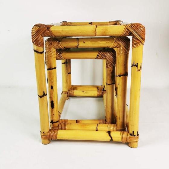Image 1 of Vintage bamboo modular nesting tables, Germany 1970s